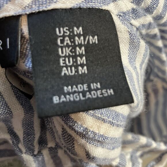 Tahari Top Womens Medium Linen Blue Striped Hooded Button Front‎ Shirt Jacket - Picture 6 of 8